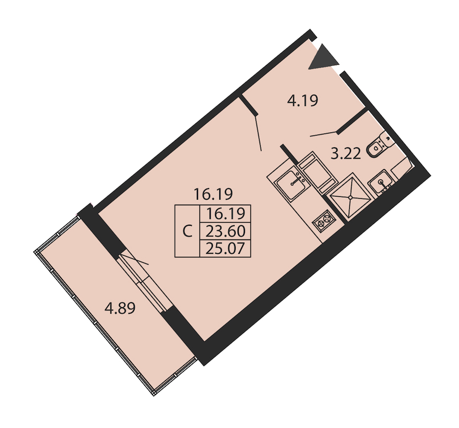Квартира студия 23.6 м², 12/12 эт., ЖК «Полис ЛАВрики»